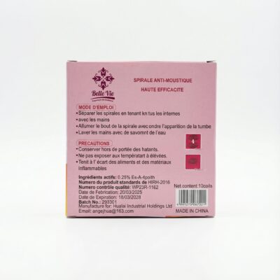 INSECTICIDE SPIRALE BELLE VIE60 - Arrière