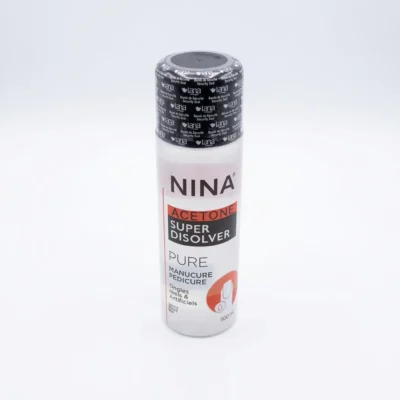 Vue de dessus du bouchon vissé du flacon d'acétone Nina 500 ml, prêt à être ouvert pour utilisation à domicile.