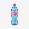Vue de face de l'EAU MINERAL OPUR 1.5L en bouteille plastique bleue sculptée, avec son étiquette et son bouchon roses.