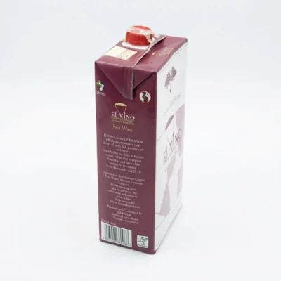 Vue latérale Elvino rouge bouteille pratique 1 litre
