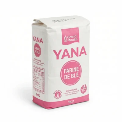 Sachet farine de blé Yana 1kg face avant emballage blanc