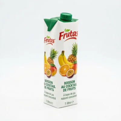 Vue latérale Frutas cocktail brique 1 litre pratique