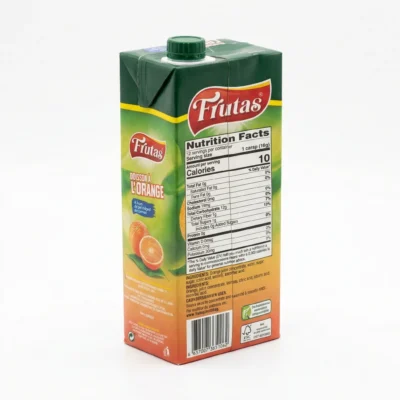 Etiquette dos bouteille jus orange Frutas informations produit