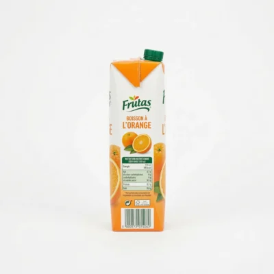 Profil latéral bouteille jus orange Frutas format familial 1L