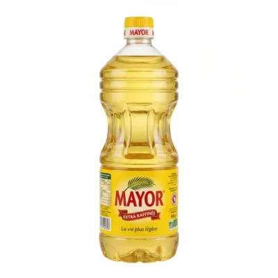 Bouteille huile Mayor 1L étiquette jaune dorée transparente