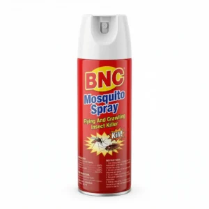 Aérosol insecticide BNC 400ml debout devant fond clair.