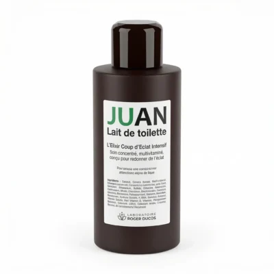 Flacon Juan Elixir lait de toilette 300ml posé devant.