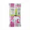 Vue arrière du sachet vertical rose et vert du LAIT EN SACHET LA BERGERE INSTANT 25 g, avec les informations nutritionnelles.