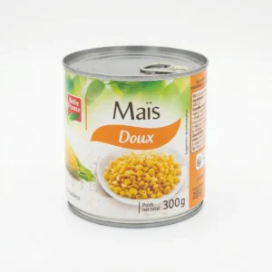 MAIS DOUX BELLE FRANCE 300 g - vue face Boîte maïs doux Belle France 300g étiquette jaune sucrée