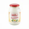 Vue de face du grand bocal en verre de Mayonnaise Broli 1kg, avec son étiquette blanche et son couvercle rouge distinctif.