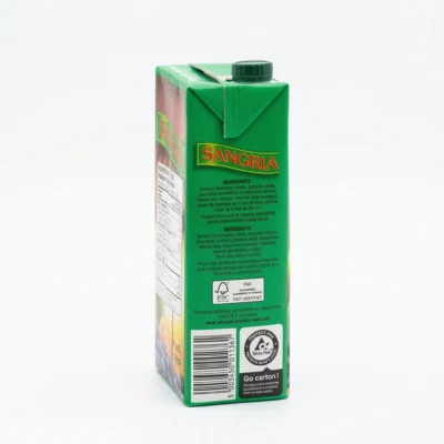 Profil latéral bouteille sangria tropical robe rouge fruitée