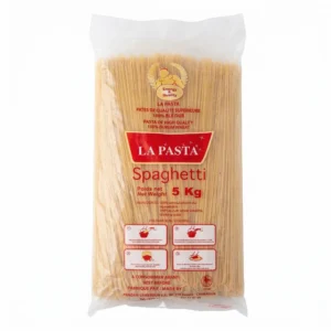 SPAGHETTI LA PASTA 5 kg - vue face Carton spaghetti La Pasta 5kg vue de face format familial