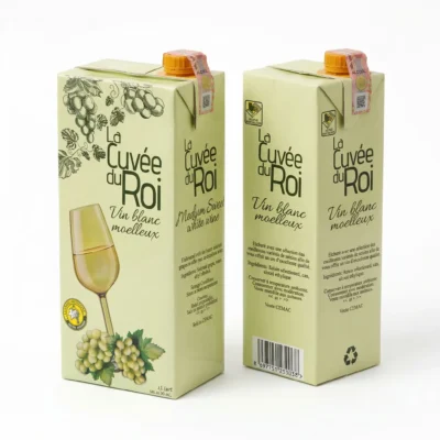 Vue latérale Cuvée du Roi blanc bouteille 1 litre élégante