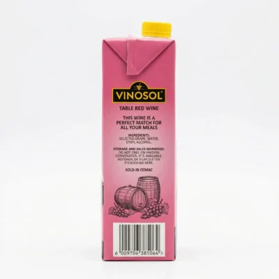 Vue latérale Vinosol rouge format 1 litre élégant